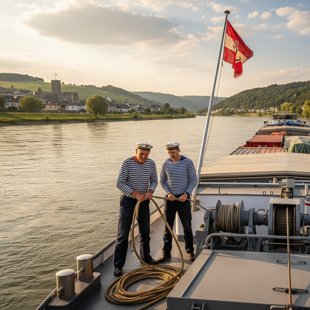 Matrosen auf Binnenschiff